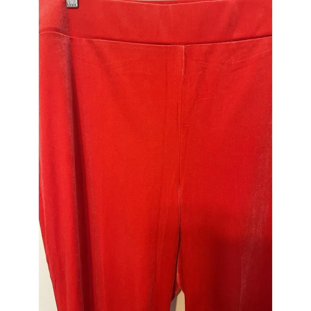 Lane Bryant‎ Velvet Flare Leg Pants Red Pull On Elastic Waist Mid Rise Size 20 - Picture 2 of 9